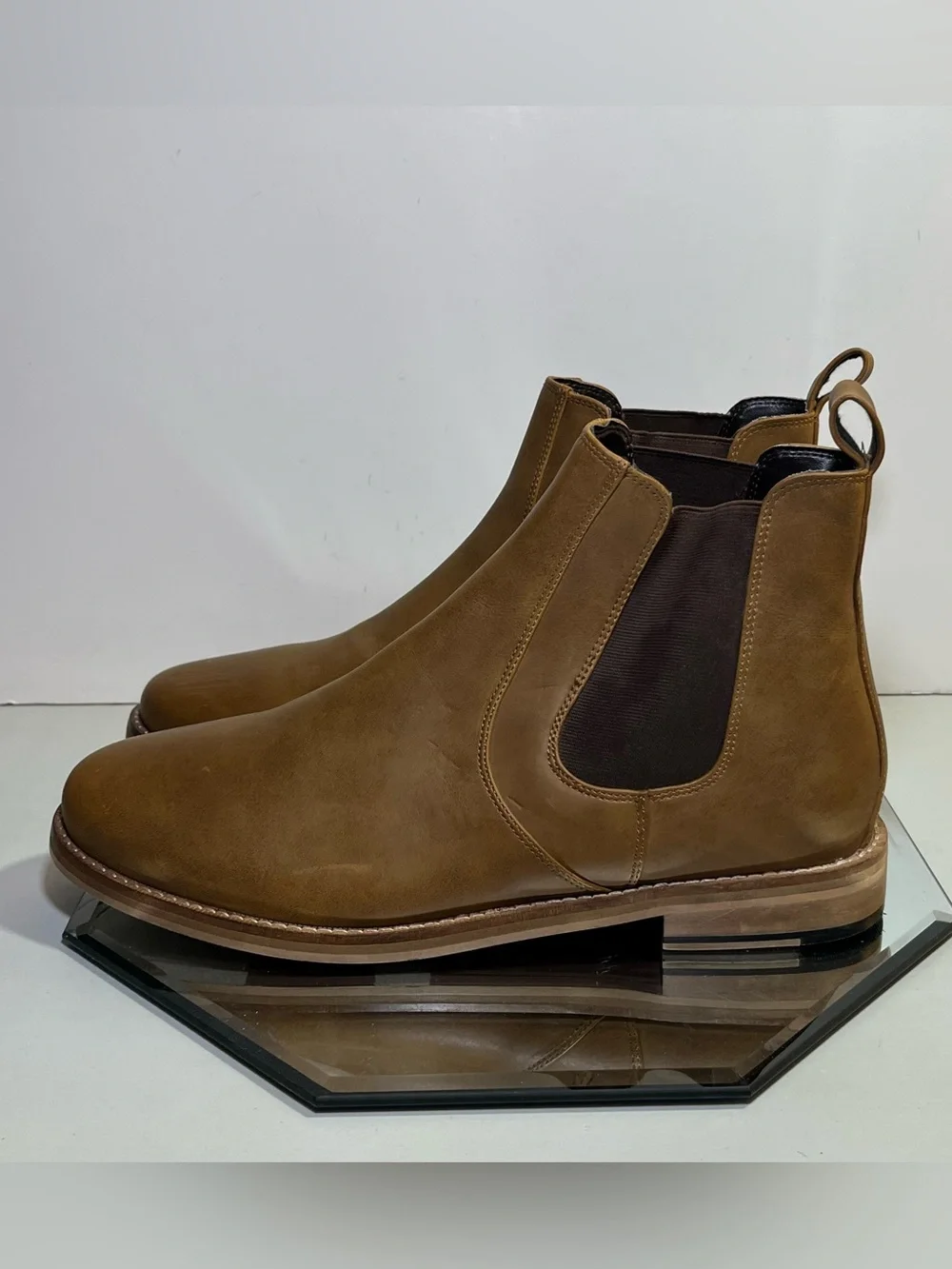 Men’s Crevo Leather Ankle Boots Booties, US Size 10.5 Dubray Chestnut Brown